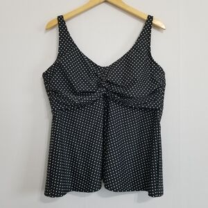 Shade & Shore Black and White Polka Dot Swim Tankini Top